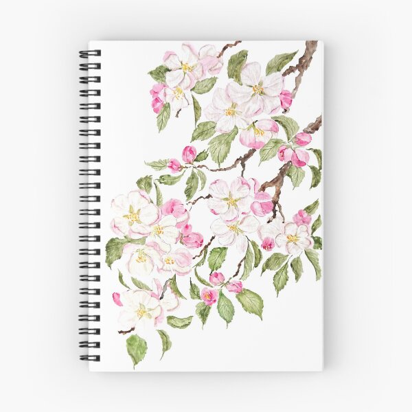 Item preview, hand painted botanical pink apple blossom flowers watercolor designed and sold by ColorandColor.