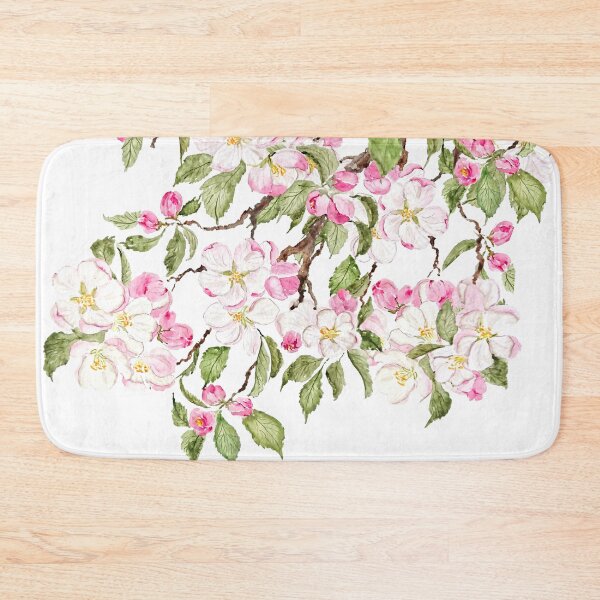 Item preview, hand painted botanical pink apple blossom flowers watercolor designed and sold by SelenePaintings .