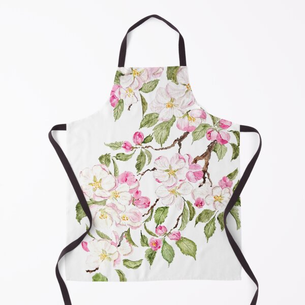 Item preview, hand painted botanical pink apple blossom flowers watercolor designed and sold by SelenePaintings .
