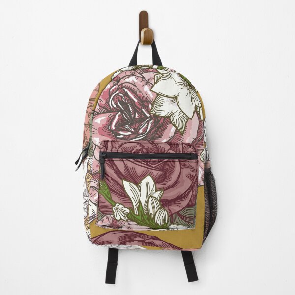 Artikelvorschau, Großes Weinlese-Retrostil-Blumenblüten-Muster auf Senf entworfen und verkauft von Sam Posnick.
