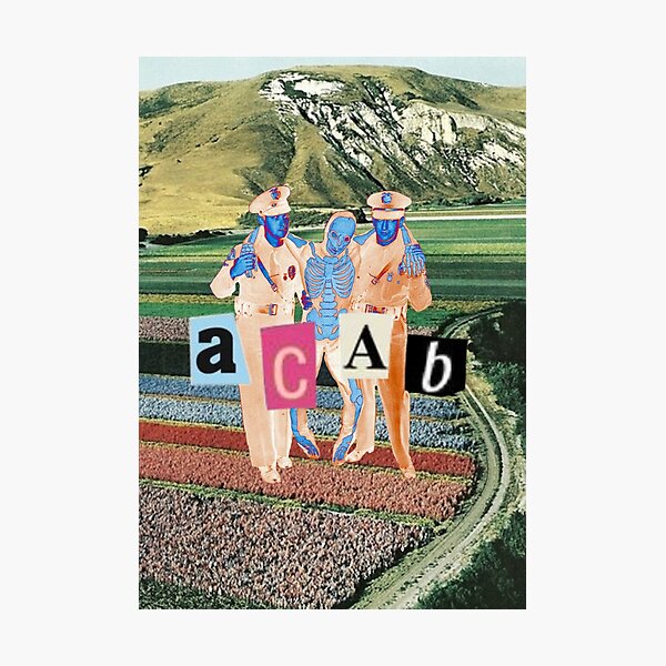 acab cops carrying skeleton collage Photographic Print