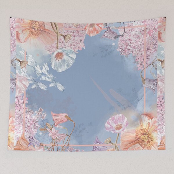 Item preview, Floral Garden in Blue designed and sold by cation-studio.
