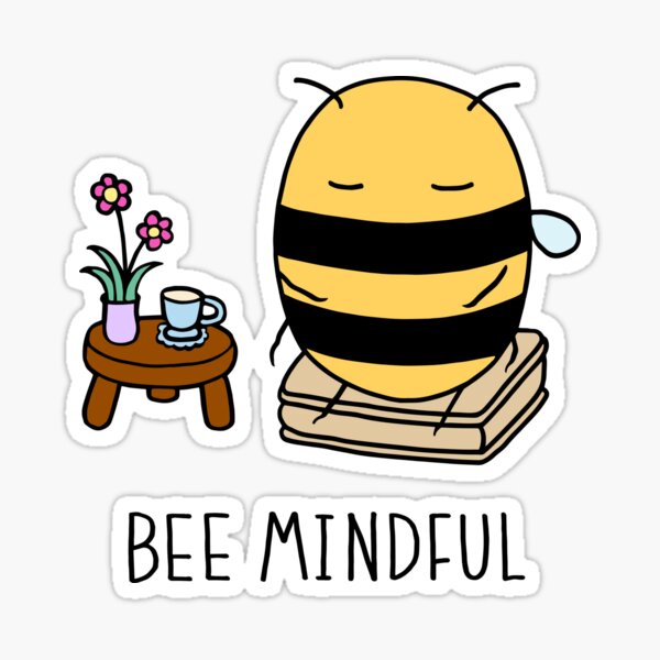Item preview, Bee Mindful - Black Outline designed and sold by ImperfectLife.