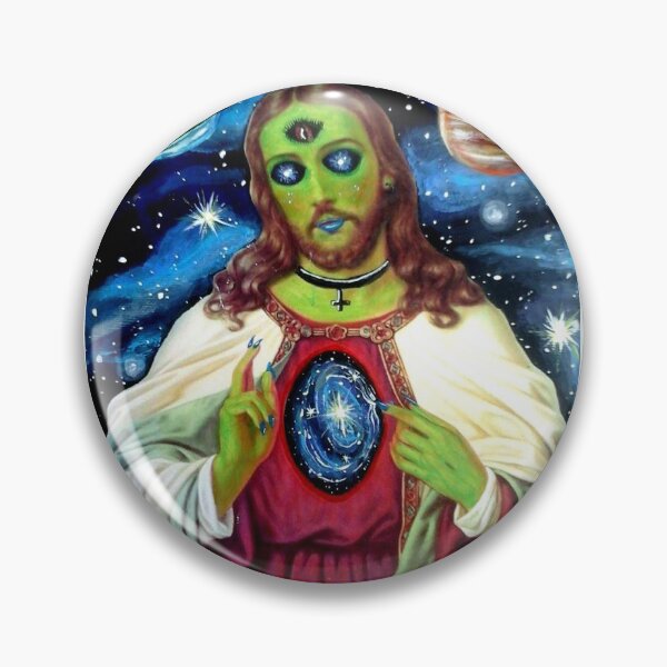 Item preview, Creepy Alien Outer Space Jesus designed and sold by Intergalactic Unicorn: Art by Anna Schmidt.