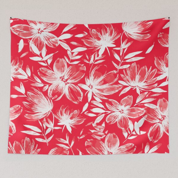 Item preview, Red & White Watercolor Flowers designed and sold by B & K     Store.