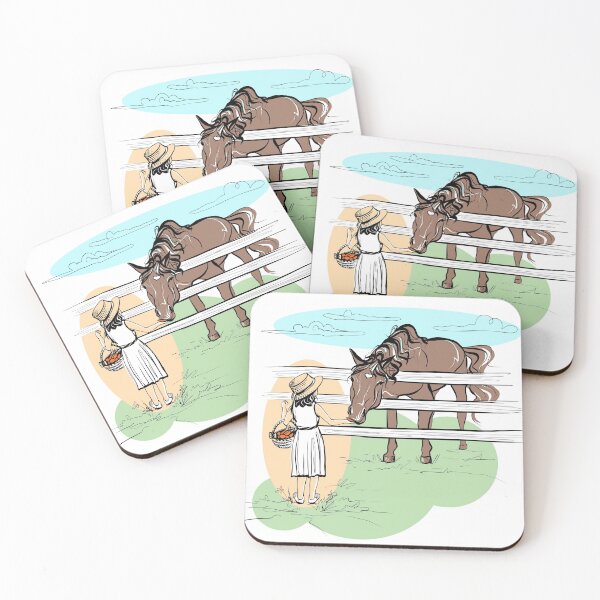 Item preview, A girl feeds a horse designed and sold by Mankaanna.