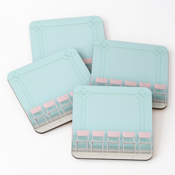 Chairs in a row rendering Coasters (Set of 4)