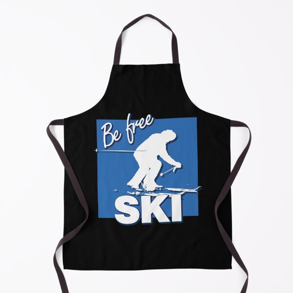 Item preview, Be Free Ski White Text Quote with White Downhill Alpine Skier Silhouette on Ski Level Intermediate Blue Square designed and sold by Karen McFarland.