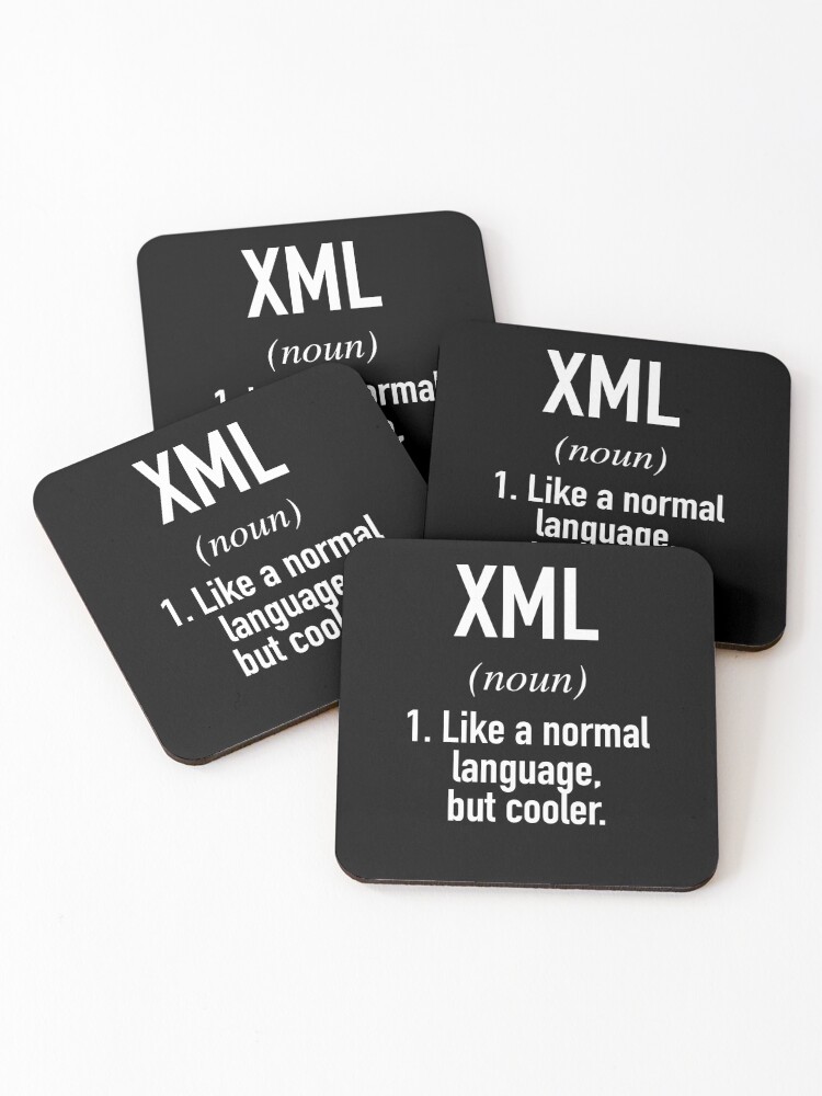 Thumbnail 1 of 5, Coasters (Set of 4), XML Programming Language Defined - Programmer - Coder designed and sold by HiddenVerb.