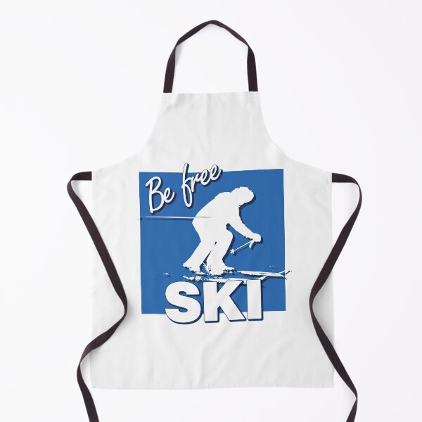 Item preview, Be Free Ski White Text Quote with White Downhill Alpine Skier Silhouette on Ski Level Intermediate Blue Square designed and sold by Karen McFarland.