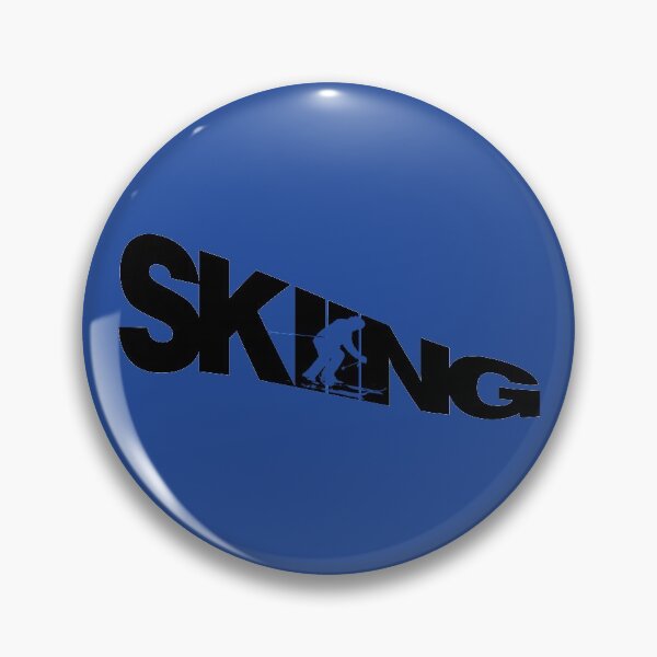 Item preview, Black Skiing Text with Blue Silhouette Downhill Skier on Blue Background designed and sold by Karen McFarland.