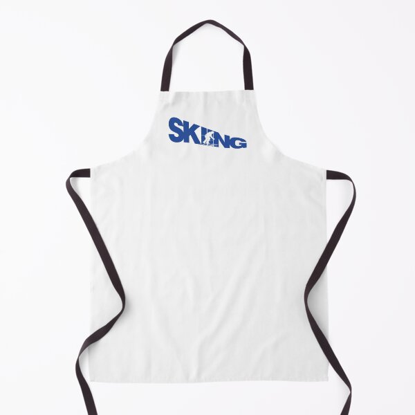 Item preview, Blue Skiing Text with White Silhouette Downhill Skier on White Background designed and sold by Karen McFarland.