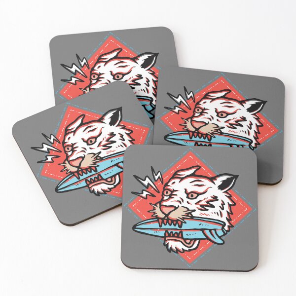 Item preview, WHITE TIGER CRUNCHING A SURFBOARD designed and sold by Arko Ranger.