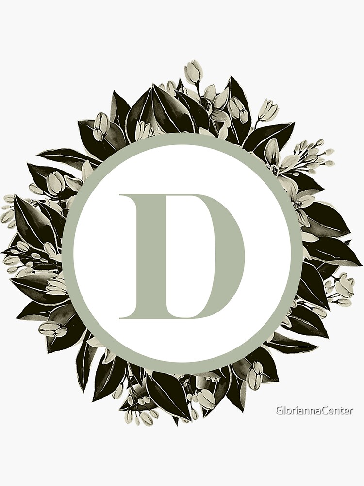 Floral alphabet in sage color - letter D by GloriannaCenter