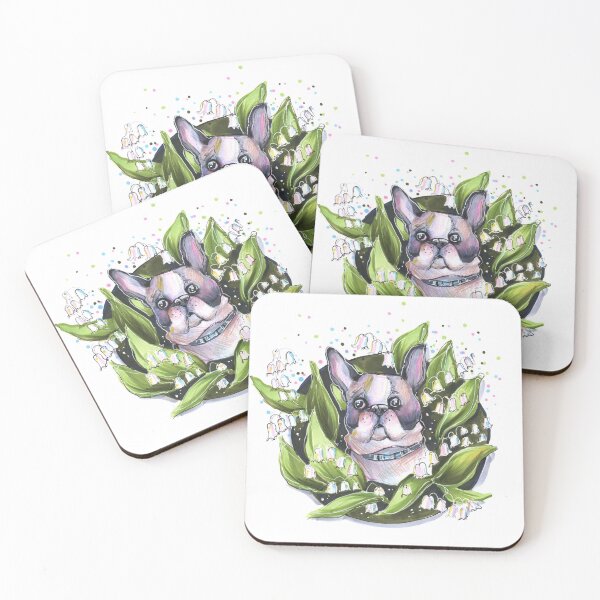 Item preview, cute french bulldog in flowers illustration cartoon sketch with markers designed and sold by InessArt.