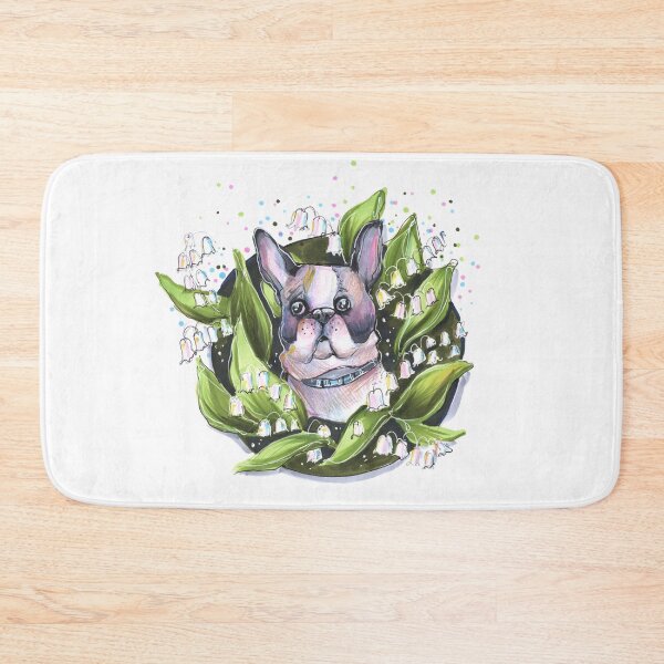Item preview, cute french bulldog in flowers illustration cartoon sketch with markers designed and sold by InessArt.