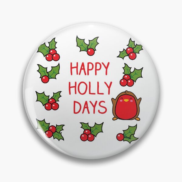 Item preview, Happy Holidays, Robin, holly, berries, pun! designed and sold by IceCreamCat.