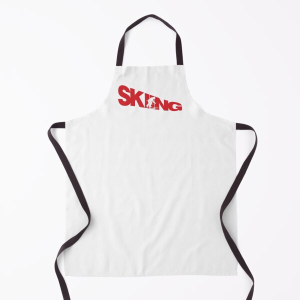 Item preview, Red Skiing Text with White Silhouette Downhill Skier on White Background designed and sold by Karen McFarland.
