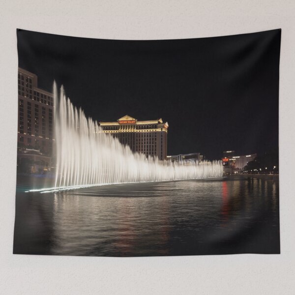 Item preview, Splendiferous Las Vegas Fountains - Caesars Palace Behind a Curtain of Water at Midnight designed and sold by Georgia Mizuleva.
