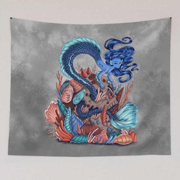 Item preview, Blue Mermaid Skull Home  designed and sold by Marta Tesoro.