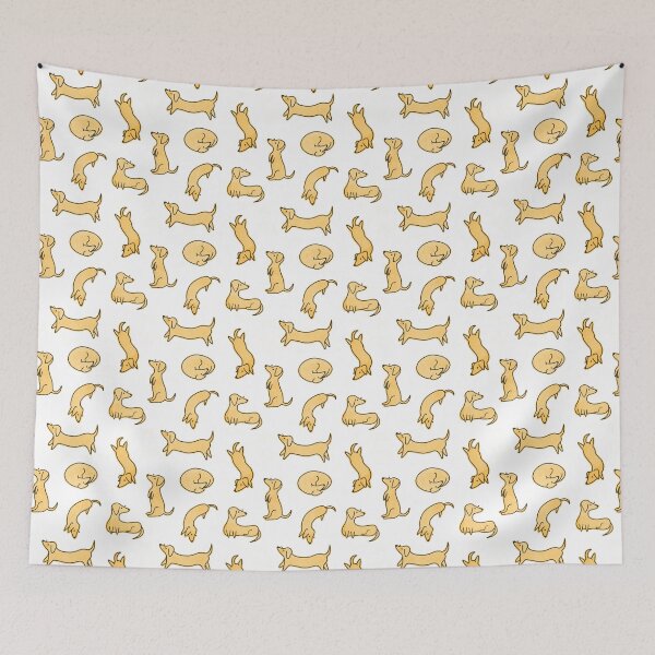 Item preview, Miniature Dachshund / Sausage Dog Illustrated Yellow Pattern designed and sold by lauratubb.