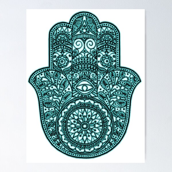 Item preview, Neon Hamsa Hand - turquoise designed and sold by maryedenoa.