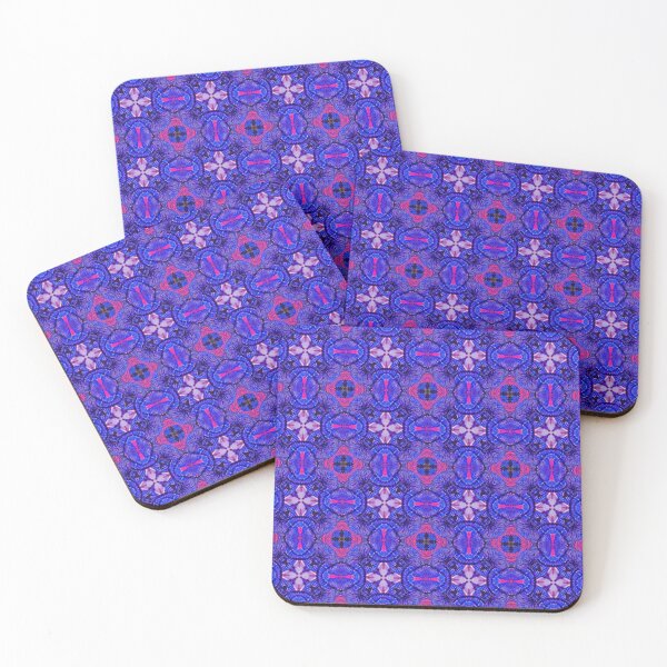Item preview, Blue pink purpel checked flowery plaid pattern designed and sold by Katho Menden.