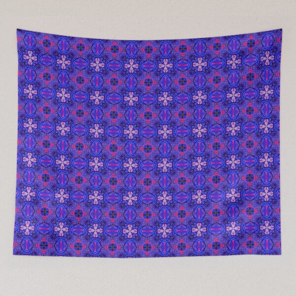 Item preview, Blue pink purpel checked flowery plaid pattern designed and sold by Katho Menden.