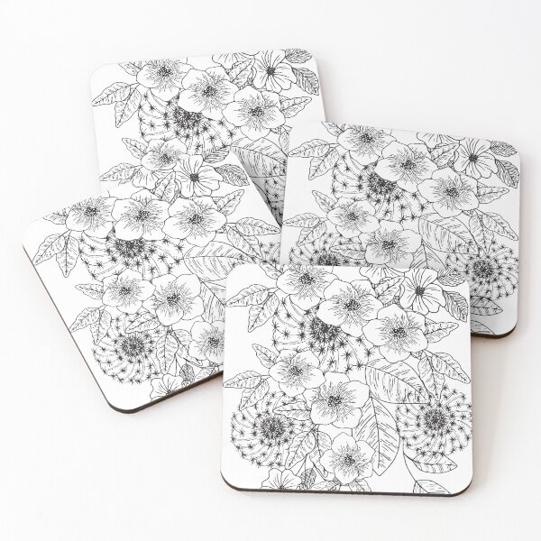 Item preview, *Flowers black and white pattern* designed and sold by Berezabella.