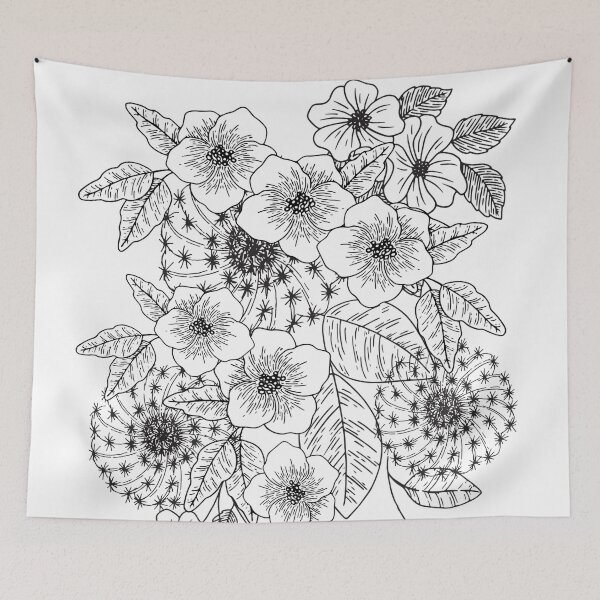 Item preview, *Flowers black and white pattern* designed and sold by Berezabella.