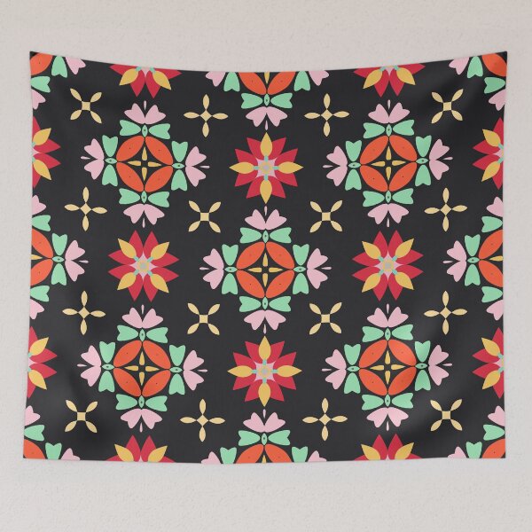 Item preview, modern repeated pattern with colorful and illustrative flowers designed and sold by vector-pro.