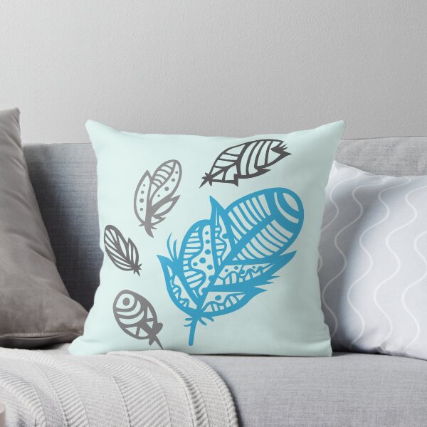 Item preview, Blue Feather Shapes Tribal Style Art - Seamless Pattern Design GC-091-08 designed and sold by GraphicCharms.