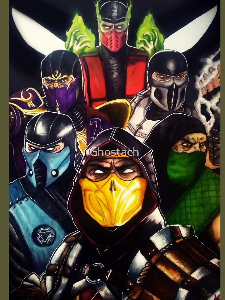 Mortal Kombat Ninjas Poster Original Art - Scorpion Sub-Zero Reptile Smoke  NEW