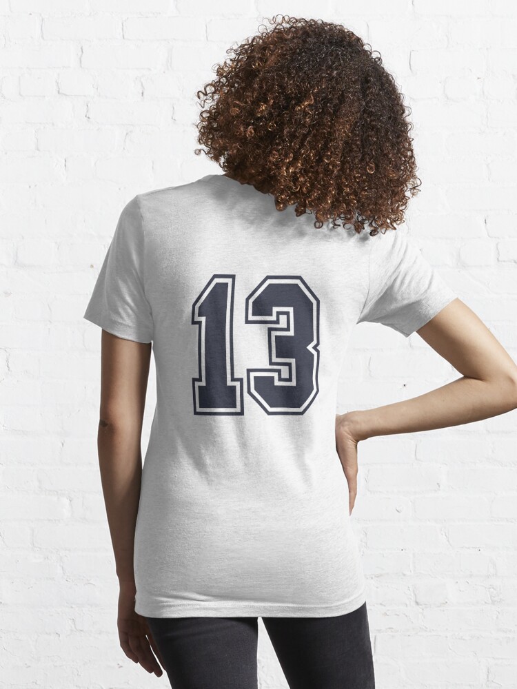 #13 White Outline Number 13 Sports Fan Jersey Style T-Shirt