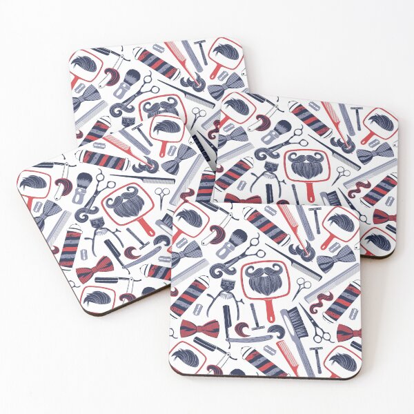 Item preview, Shear shave shine // white background red and blue vintage barber shop tools designed and sold by SelmaCardoso.