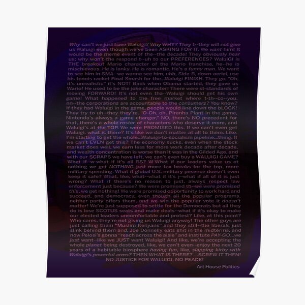 Waluigi Posters Redbubble - all the waluigi song roblox id