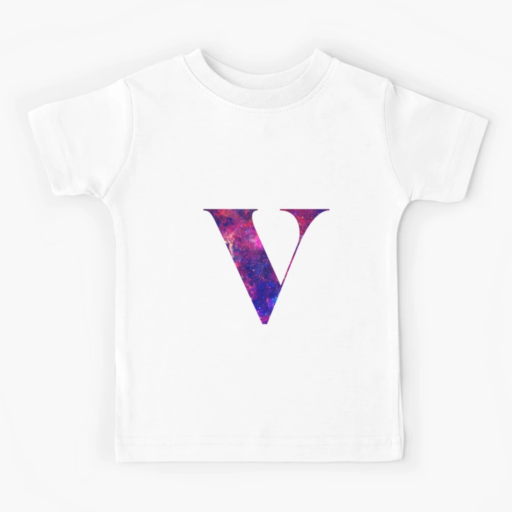 Letter V galaxy in white background | Kids T-Shirt