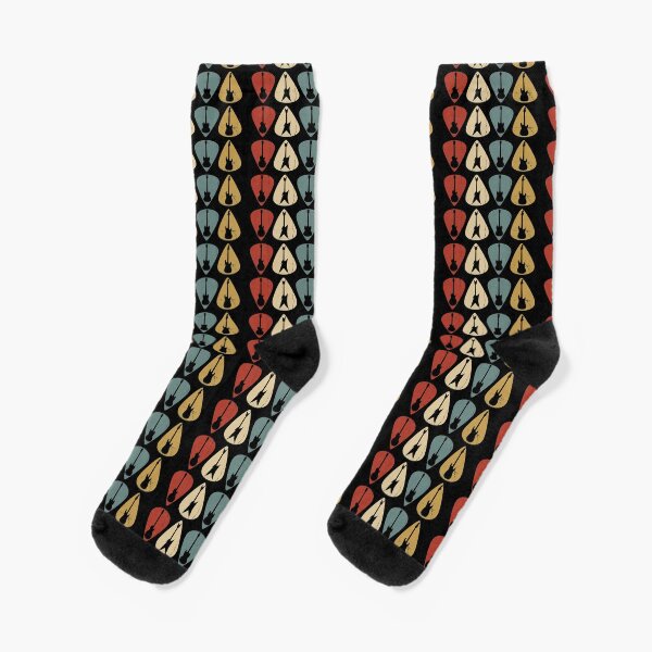 Guitar Pick Retro Electric Silhouette Socks