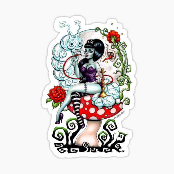 Alice in Zombieland - schmokin Caterpillar (white) Sticker