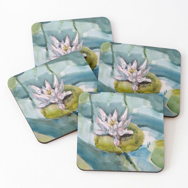 White waterlily Coasters (Set of 4)