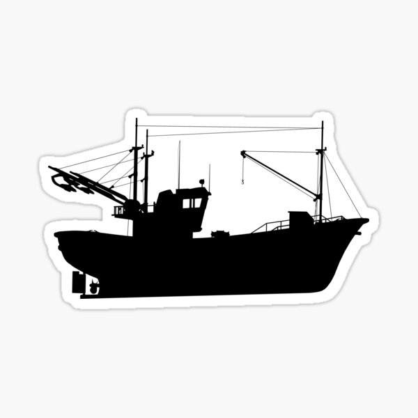 Silhouette of a fishing boat Sticker by MIRO3D