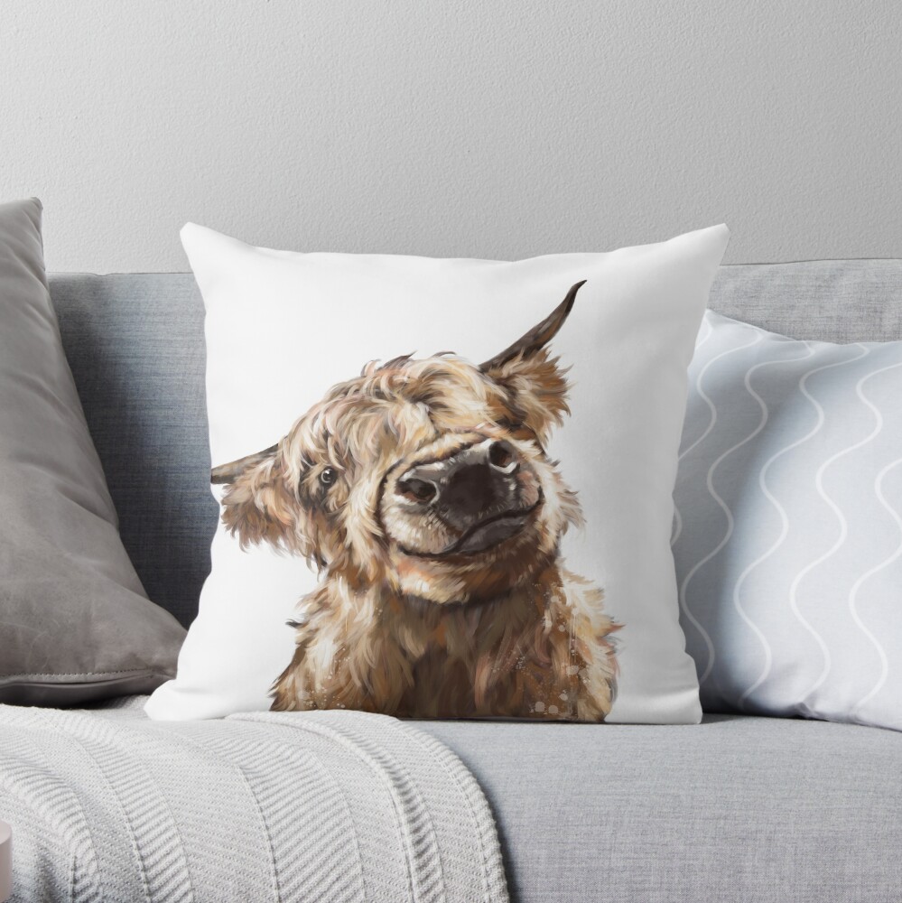 highland cow throw pillow