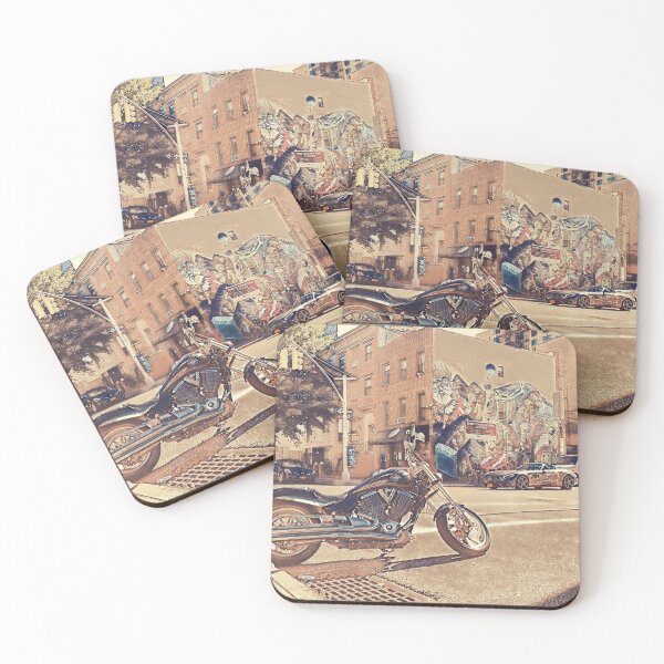 Item preview, Motocicleta personalizada en la esquina de la calle. designed and sold by TwinTailDesigns.