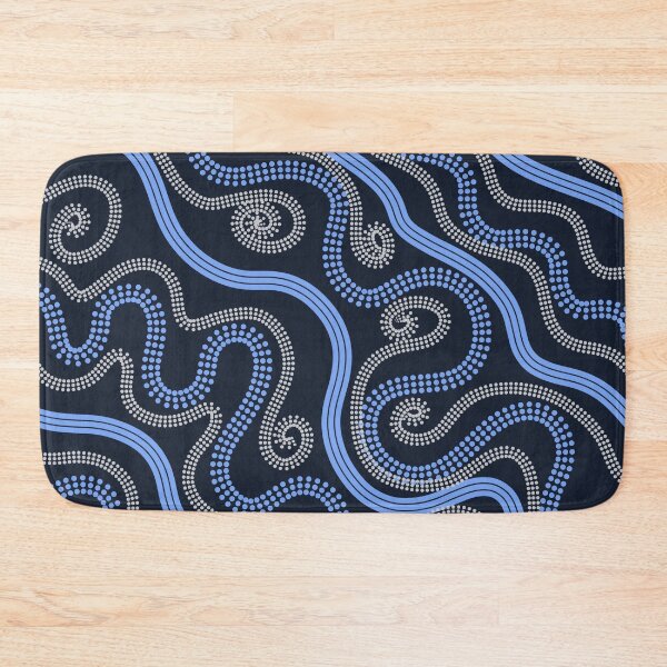 Item preview, Light Blue and Grey dotted wave design in dark blue background designed and sold by Susaans-Art.