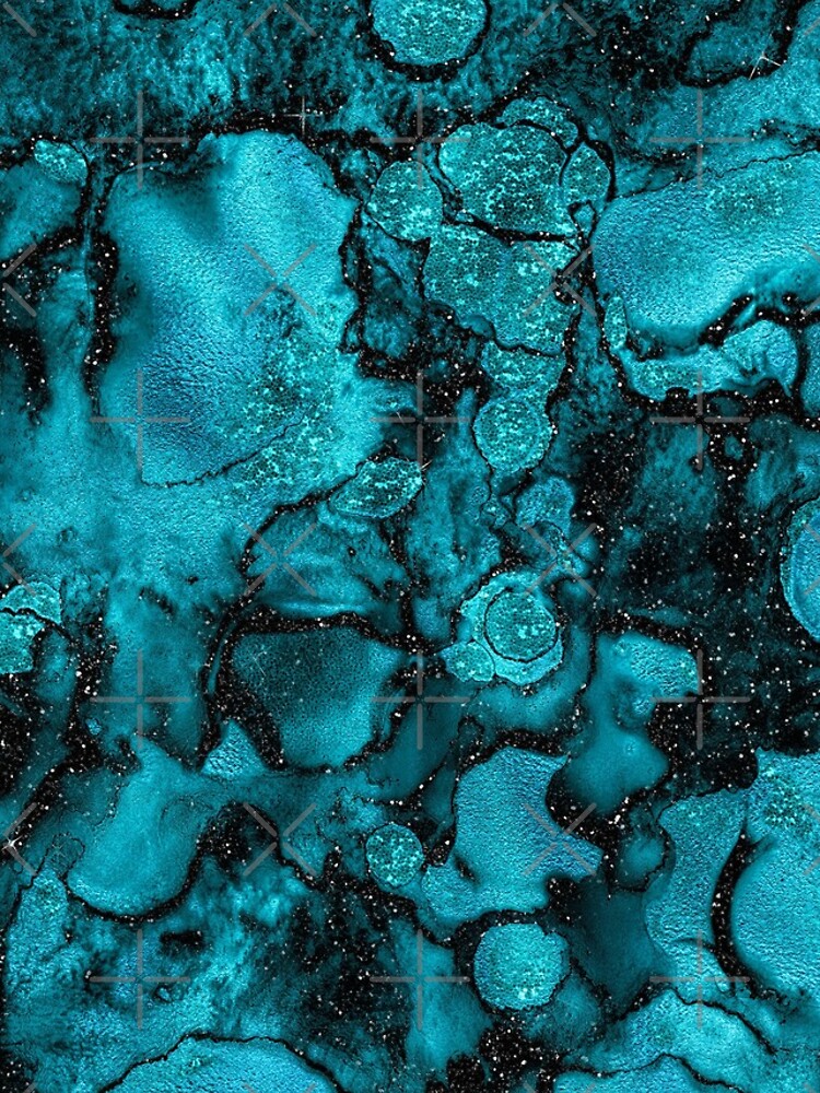Indigo Malachite Marble and Black Glitter by MysticMarble