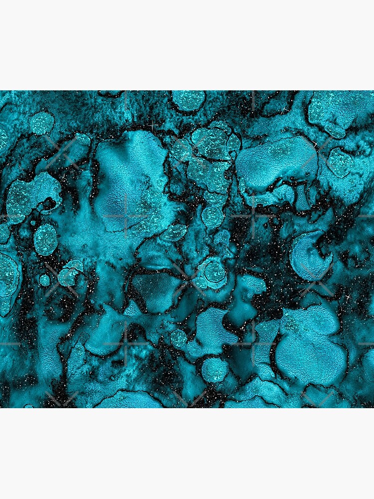 Indigo Malachite Marble and Black Glitter by MysticMarble