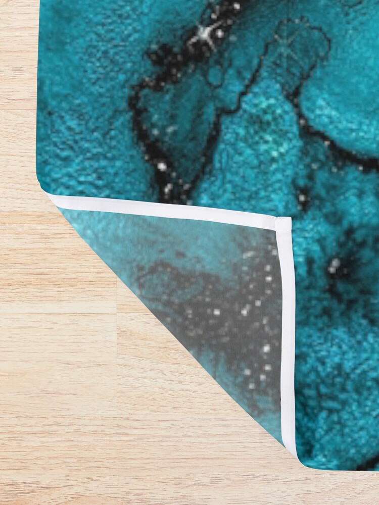 Alternate view of Indigo Malachite Marble and Black Glitter Shower Curtain