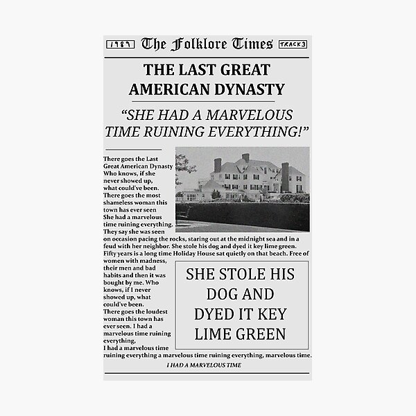 The Last Great American Dynasty Newspaper Photographic Print