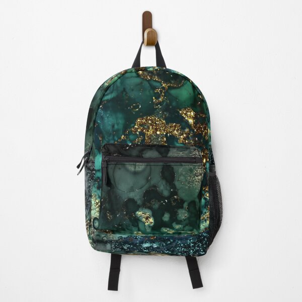 Gold Indigo Malachite Marble Backpack
