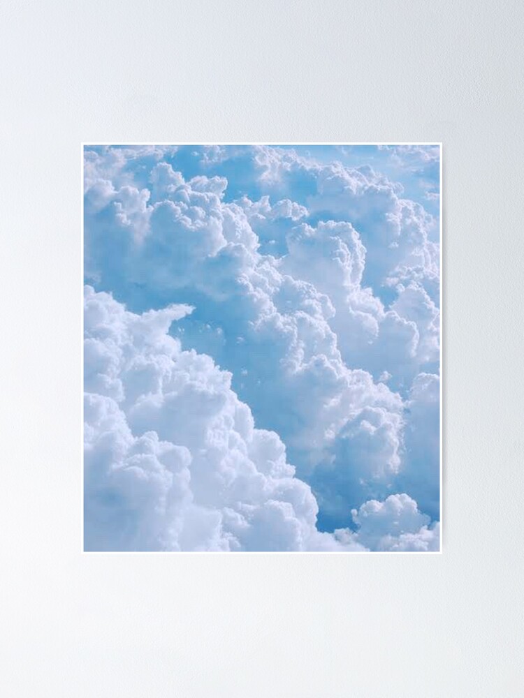 Dreamy aesthetic white cotton candy clouds blue sky | Poster